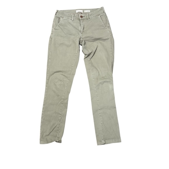 Anthropologie Relaxed Chino Womens 25 Grey Green Ankle Length Stretch Pants - Picture 1 of 4